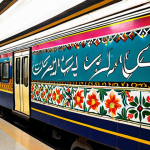 **

"A vibrant mural inside a bustling Karachi metro station, featuring traditional truck art motifs. Bright colors, floral patterns, and Urdu calligraphy. Passengers in modest clothing are walking by, adding to the energy. Safe for work, appropriate content, fully clothed, professional quality, perfect anatomy, natural proportions."

**
