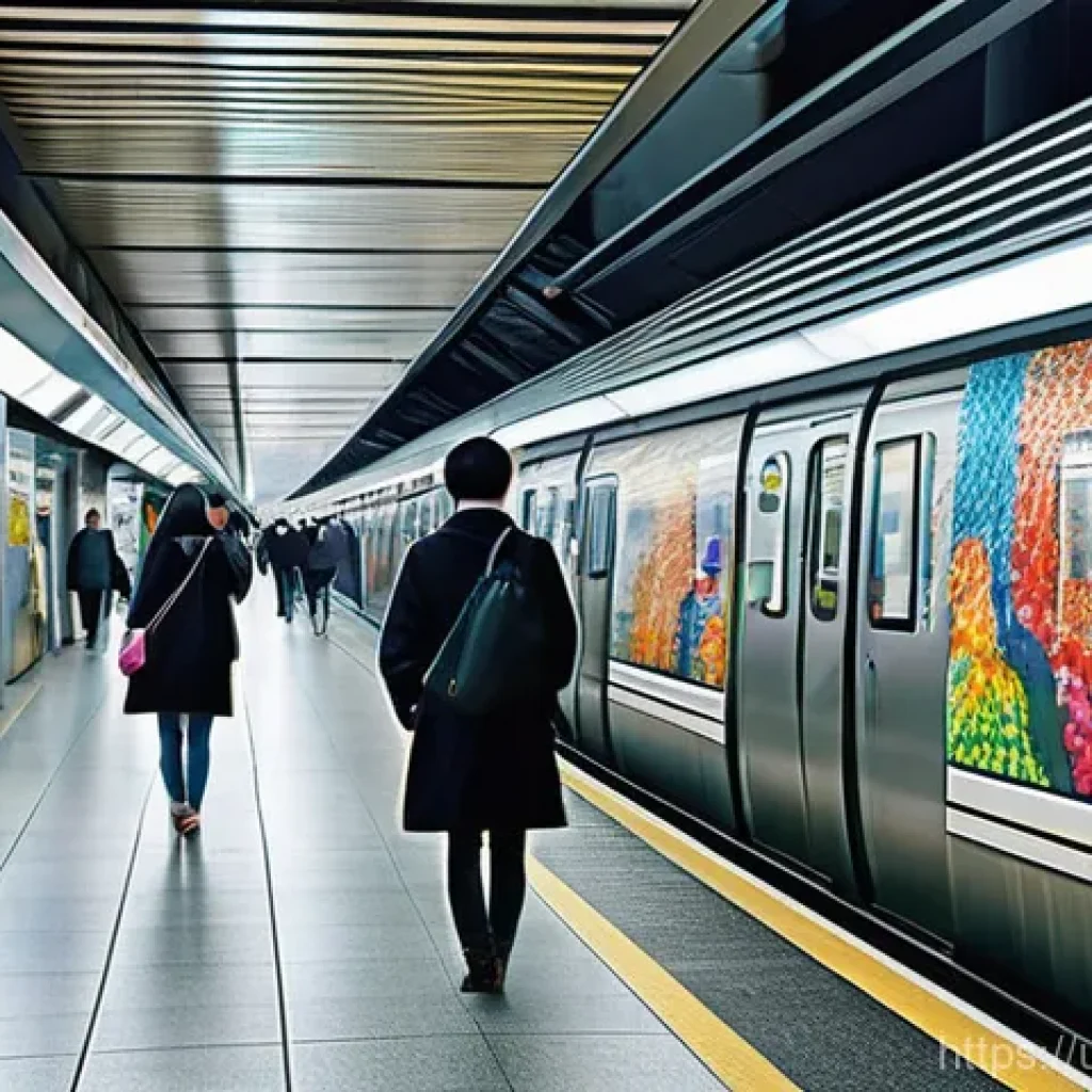 서울 지하철 벽화 예술가 - **Prompt 1: Vibrant Seoul Subway Art Station**
    "A bustling, modern subway station in Seoul, depi...