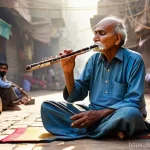 지하철 아티스트 인터뷰 - **A Solitary Melody in the City's Heart**
    A poignant portrait of an elderly male street musician...