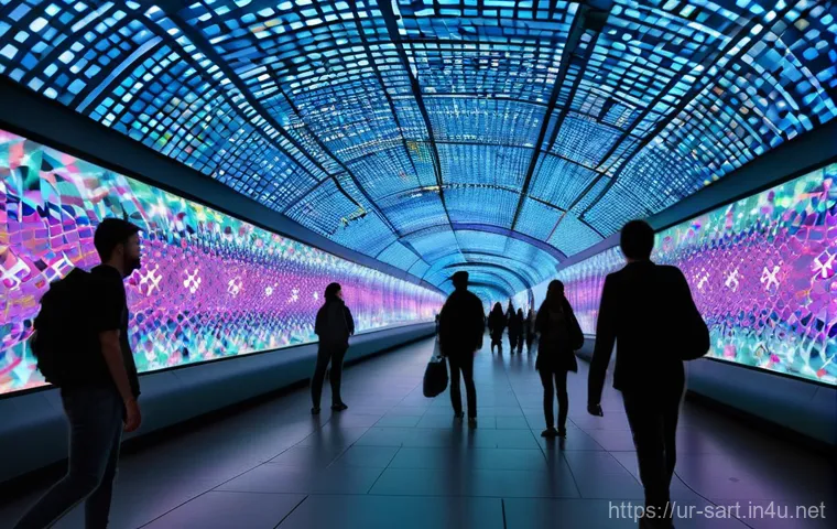 지하철 아트와 유행 - **"Vibrant Urban Canvas: Daily Commute Transformed"**
    A bustling subway station filled with a di...