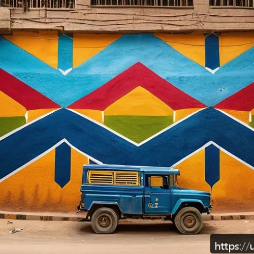 지하철 아트와 전통 예술의 융합 - A vibrant mural on an underground passage wall in a busy urban residential area of Karachi, Pakistan...