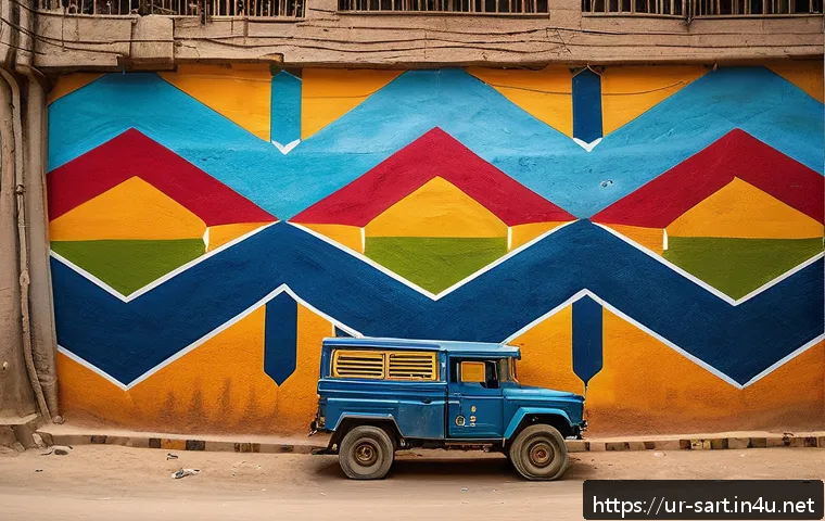 지하철 아트와 전통 예술의 융합 - A vibrant mural on an underground passage wall in a busy urban residential area of Karachi, Pakistan...