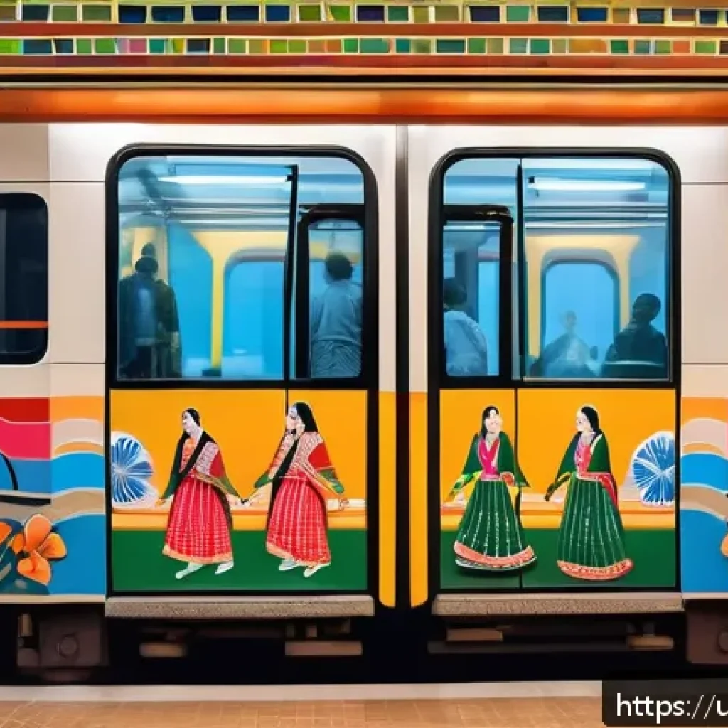 지하철 아트 갤러리 투어 - A vibrant metro station wall mural in Lahore showcasing traditional Punjabi culture through detailed...